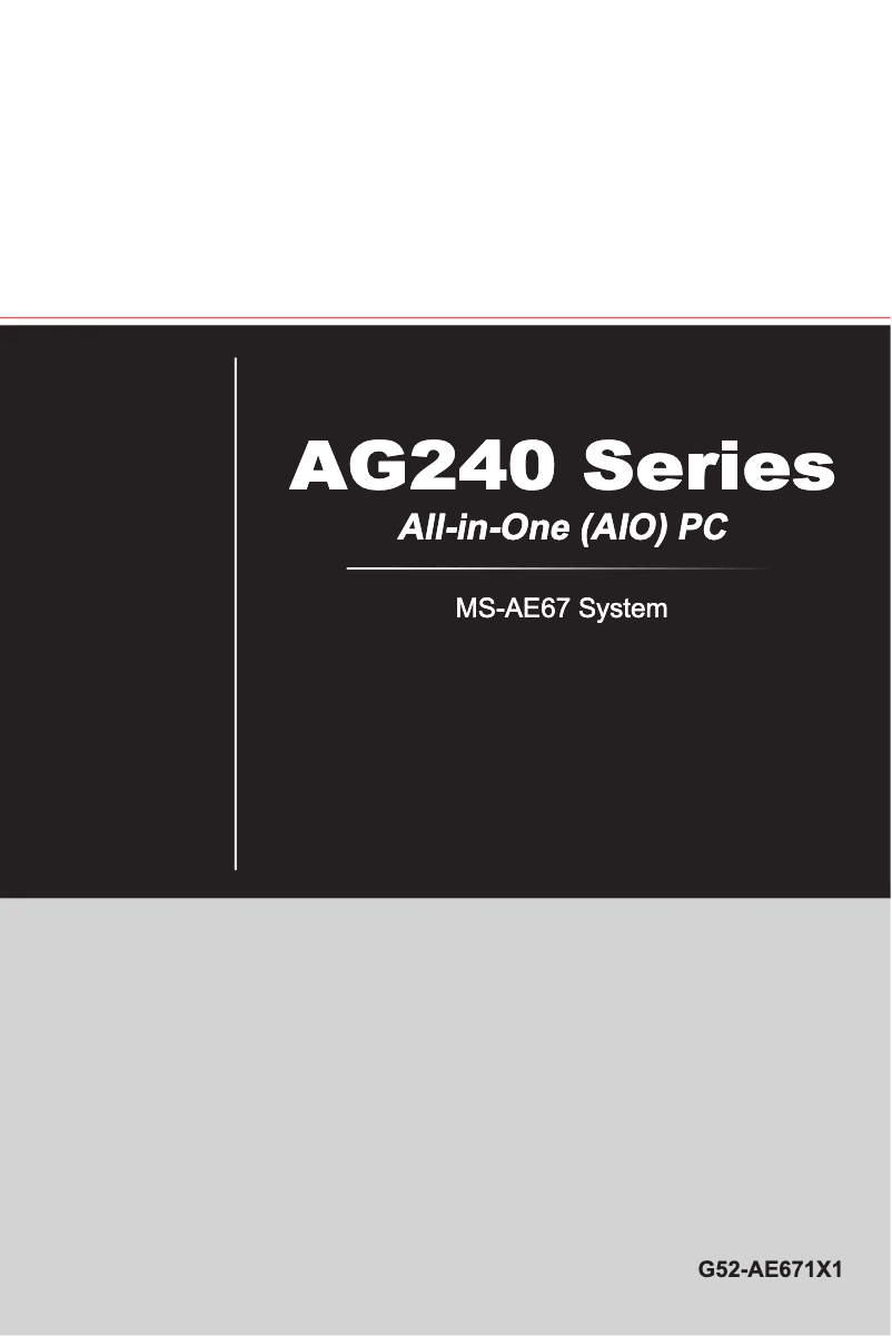 Page 1 de la notice Manuel utilisateur MSI Wind Top AG240 2PE-057EU-R5421H8G1T0DS81MANX