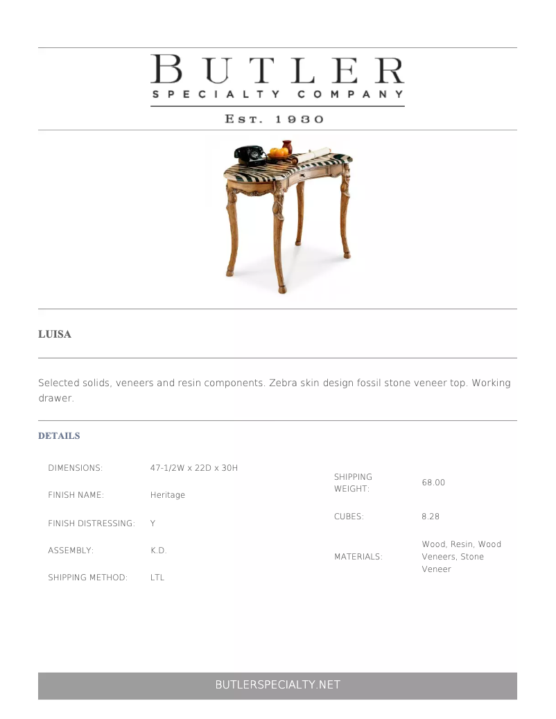 Page 1 de la notice Manuel utilisateur Butler Luisa 0603070