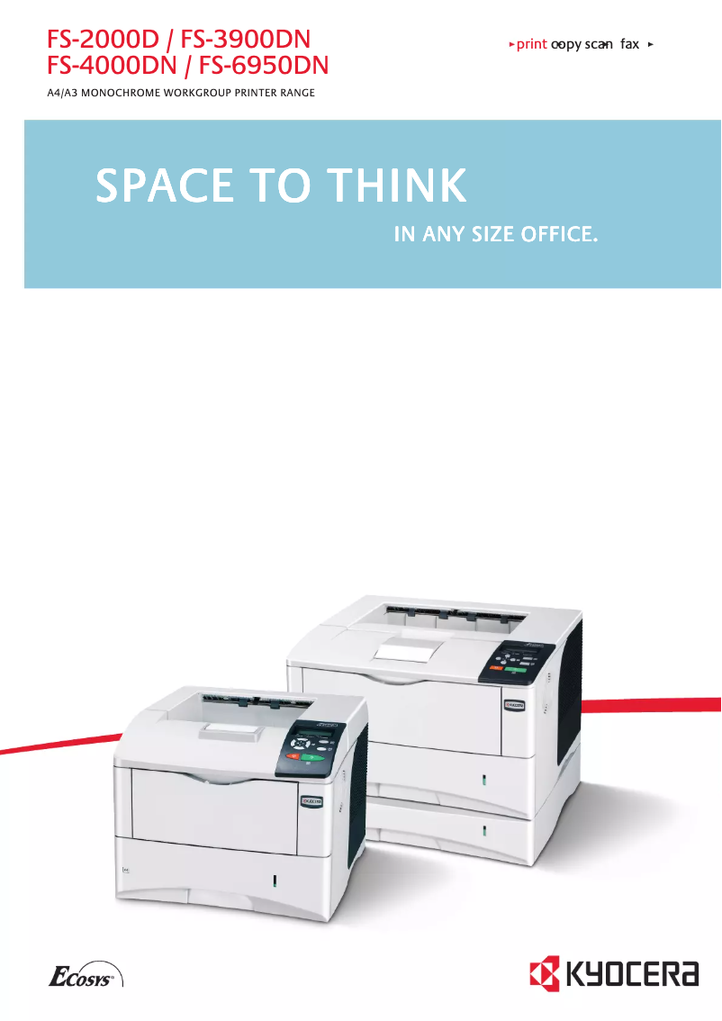 Page 1 de la notice Brochure Kyocera FS-3900DN