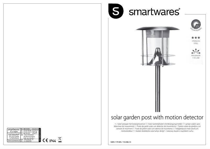 Page n°1 - Manuel utilisateur Smartwares 10.048.13