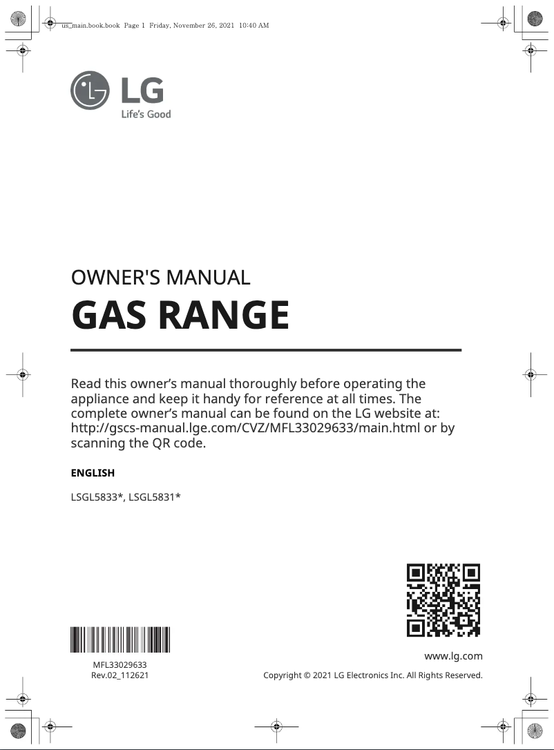 Página 1 del manual Manual de usuario LG LSGL5833F