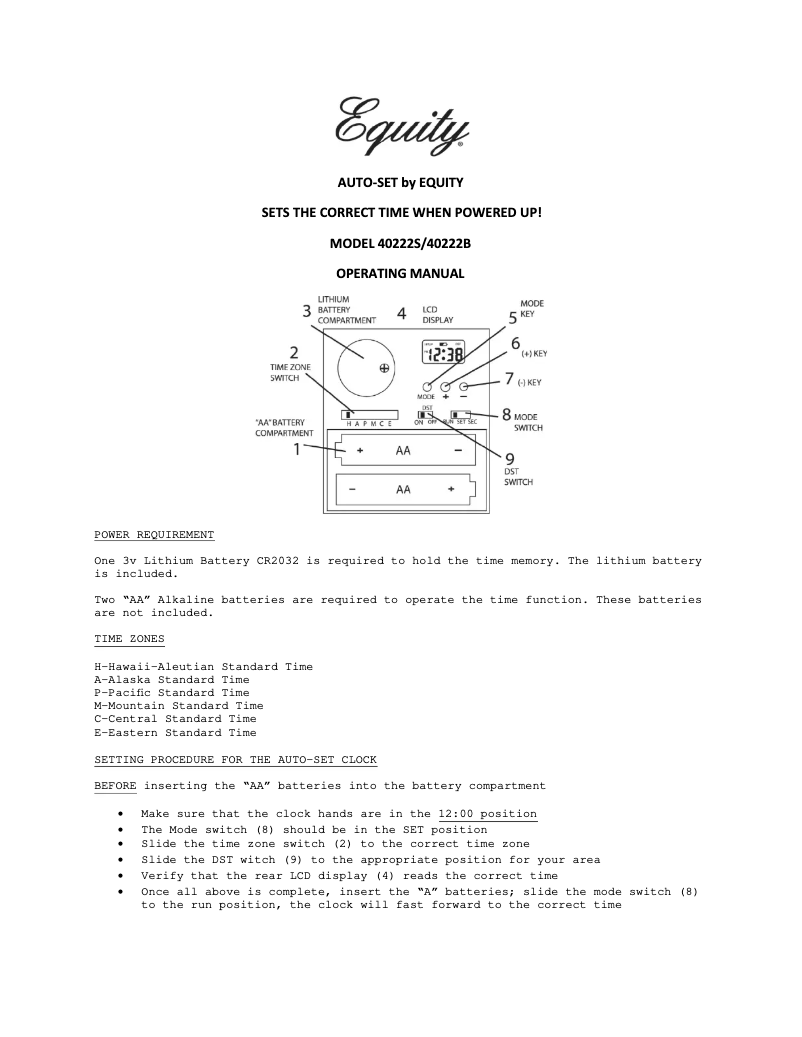 Página 1 del manual Manual de usuario Equity 40222S