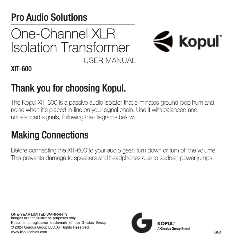 Página 1 del manual Manual de usuario Kopul XIT-600