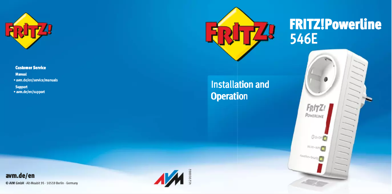 Page n°1 - Manuel utilisateur AVM FRITZ!Powerline 546E