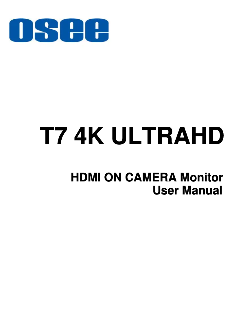 Page n°1 - Manuel utilisateur OSEE T7