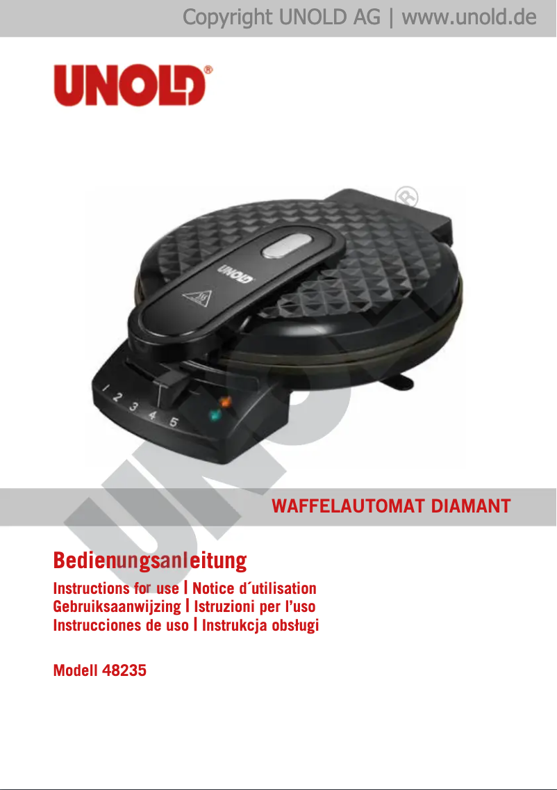 Page 1 de la notice Manuel utilisateur Unold Diamond 48235