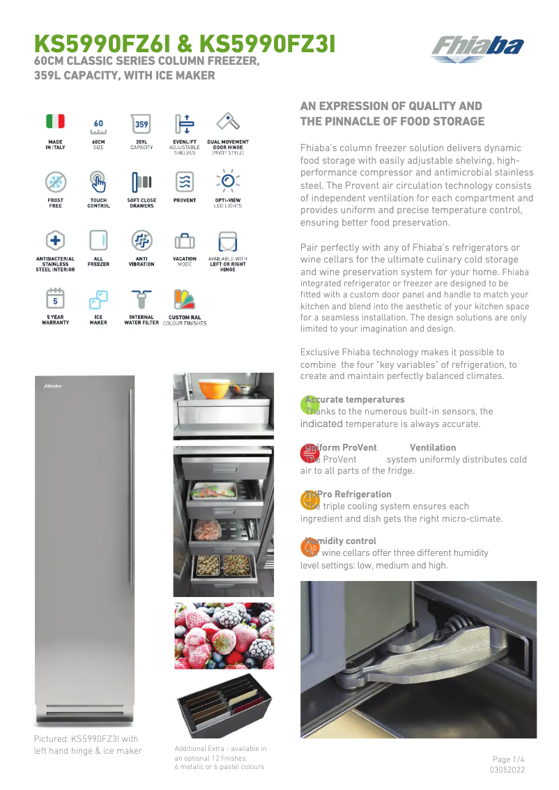 Page n°1 - Fiche technique Fhiaba KS5990FZ3IA