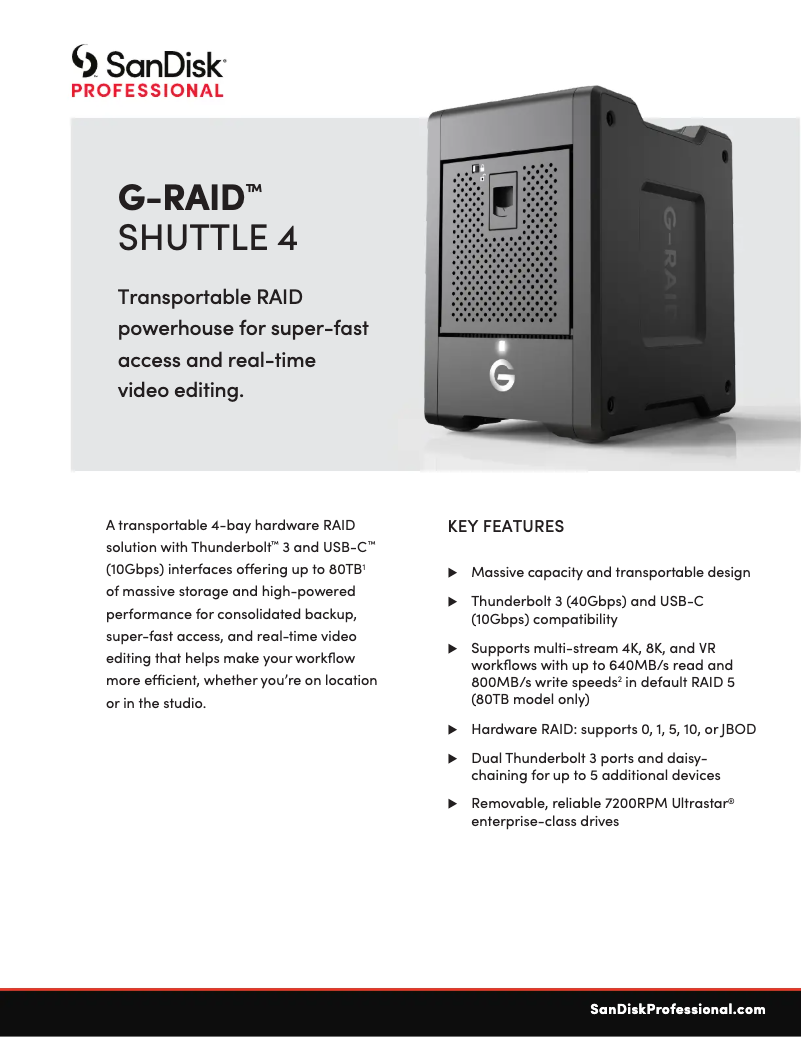 Image de la première page du manuel de l'appareil G-RAID SHUTTLE 4