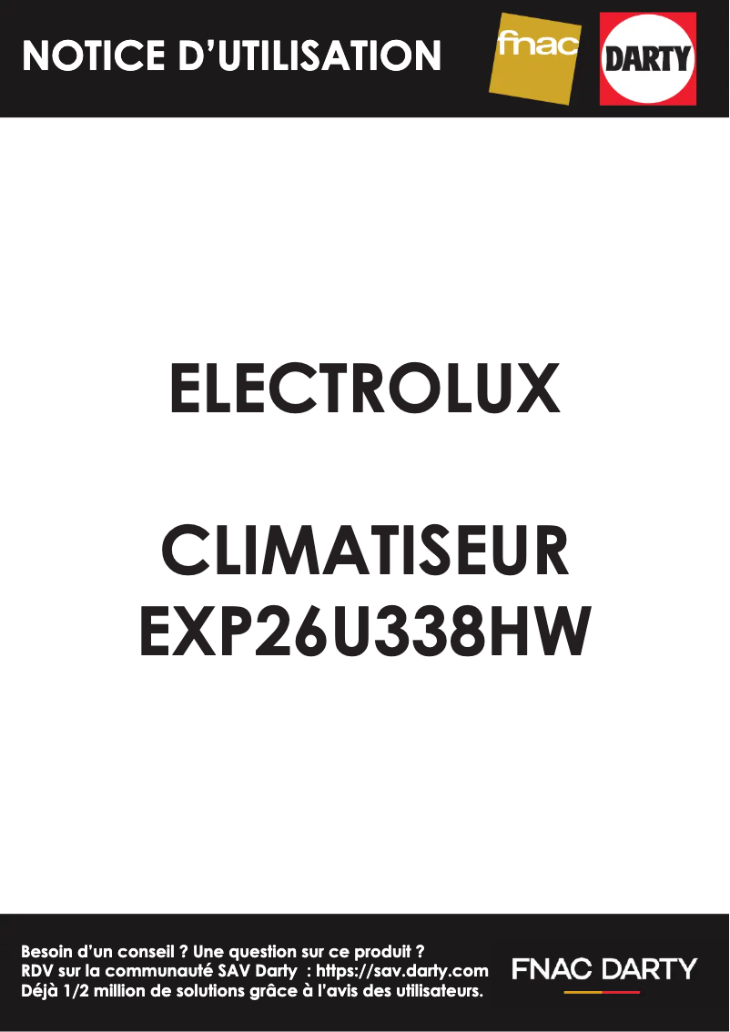 Page 1 de la notice Manuel utilisateur Electrolux EXP26U338HW