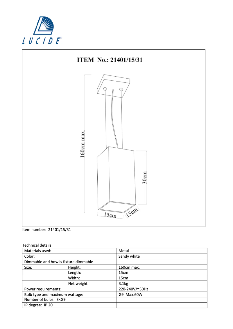 Image de la première page du manuel de l'appareil Gladis 21401/15/31