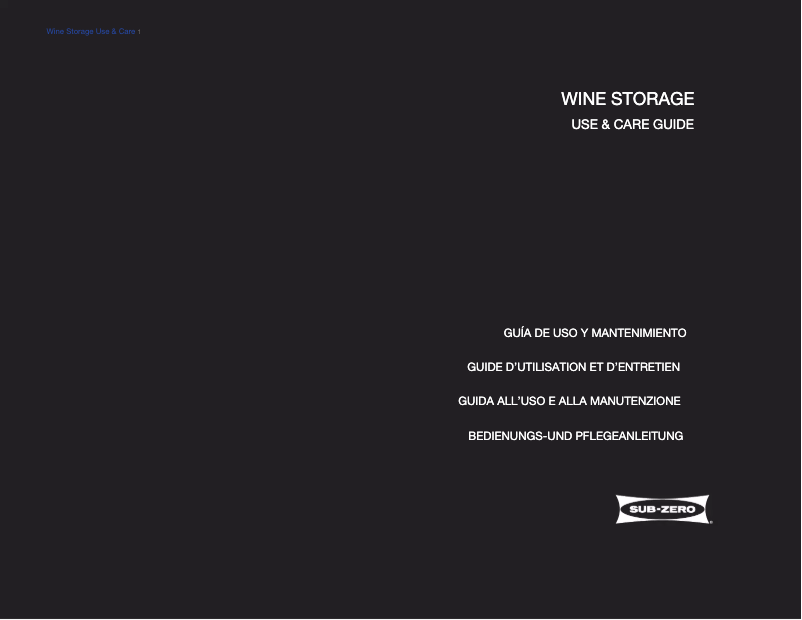 Page n°1 - Manuel utilisateur Sub-Zero ICB424G