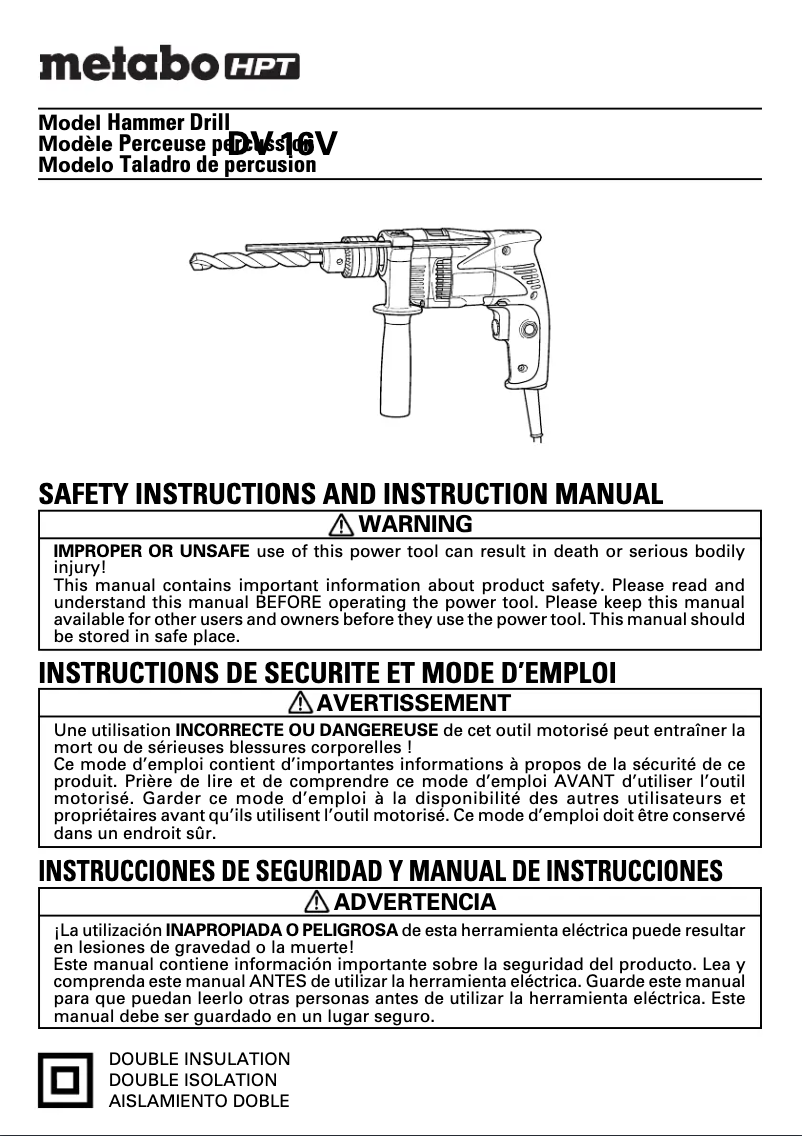 First page image of the manual for DV 16V