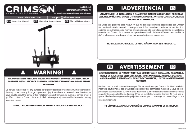 Page n°1 - Manuel utilisateur Crimson C63D-36