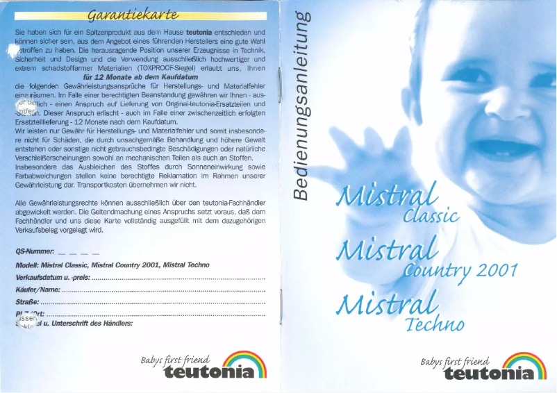 Page n°1 - Manuel utilisateur Teutonia Mistral Techno (2001)