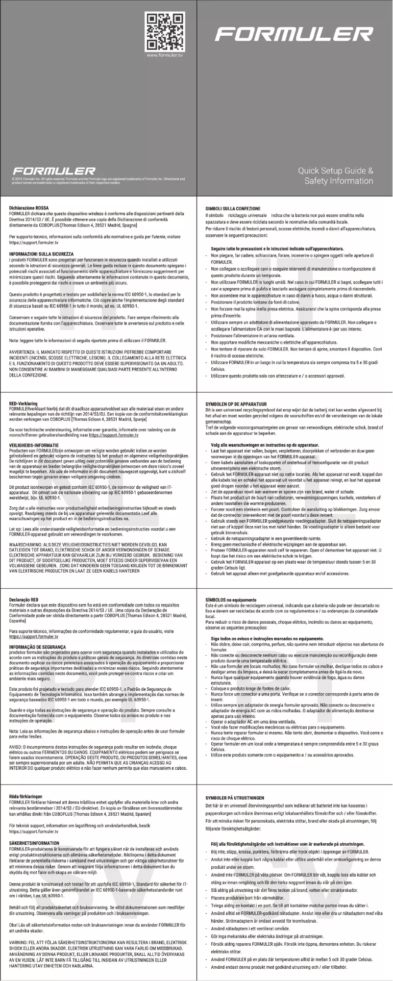 Page 1 de la notice Manuel utilisateur Formuler Z+