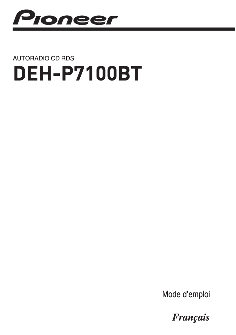 Page n°1 - Manuel utilisateur Pioneer DEH-P7100BT