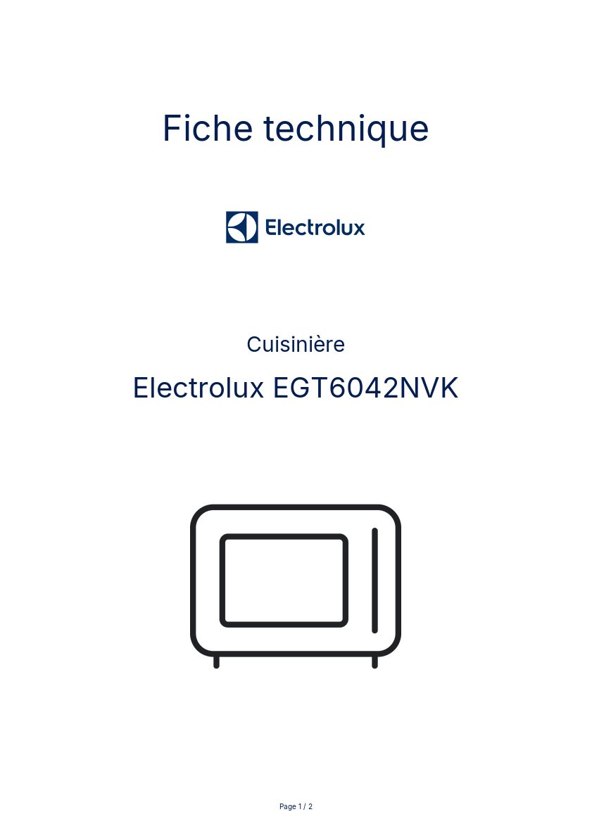 Page n°1 - Fiche technique Electrolux EGT6042NVK