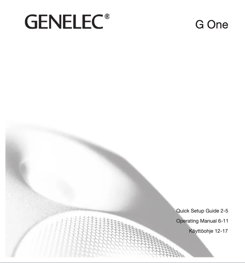 Page n°1 - Manuel utilisateur Genelec G One