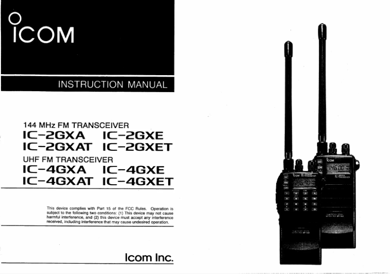 Page n°1 - Manuel utilisateur ICOM IC-2GXA