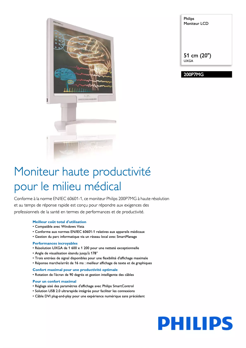 Page 1 of the manual Technical Sheet Philips Brilliance 200P7MG