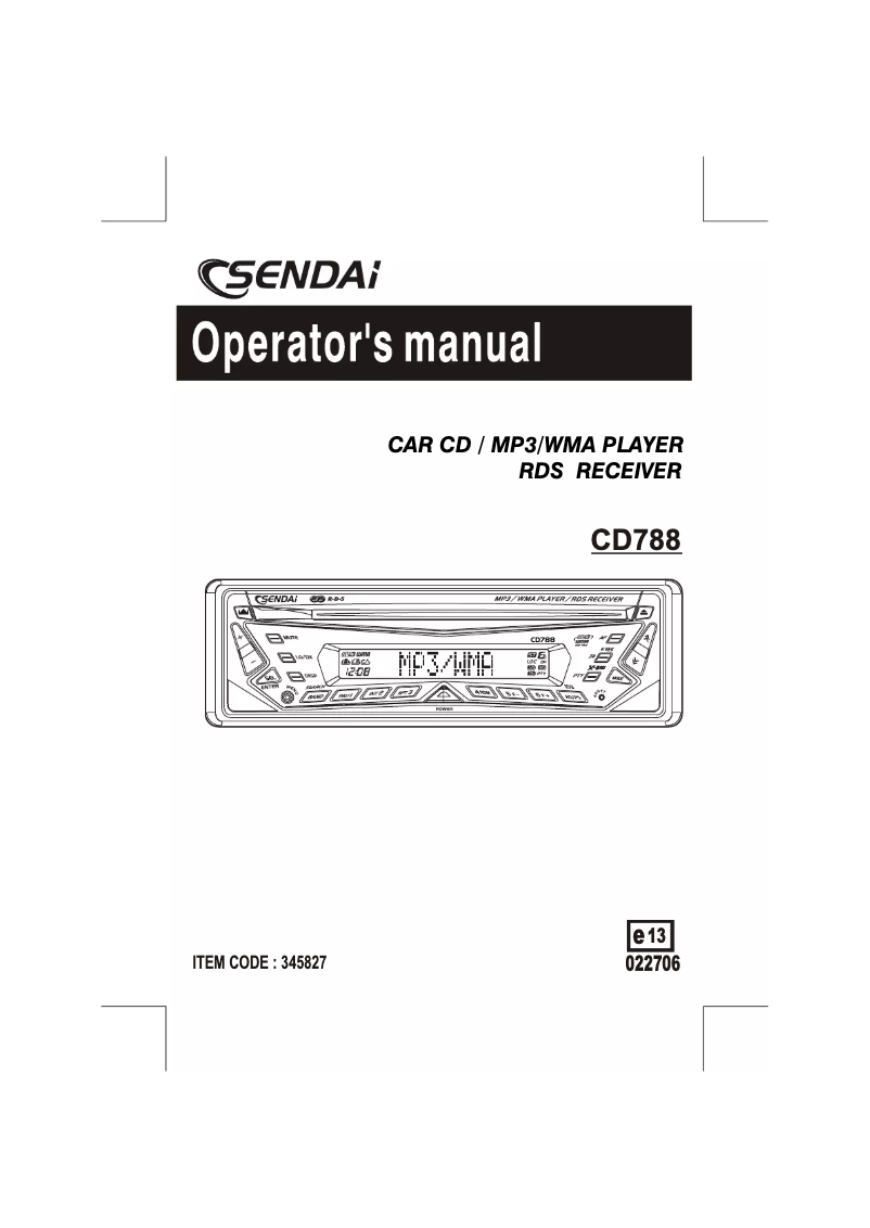 Image de la première page du manuel de l'appareil CD788