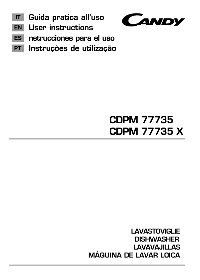 Page 1 de la notice Manuel utilisateur Candy CDPM 77735X