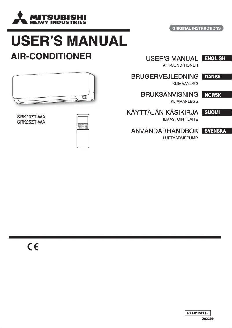 Image de la première page du manuel de l'appareil SRK25ZT-WA