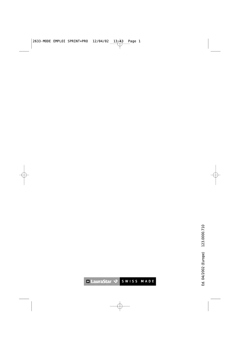 Page n°1 - Manuel utilisateur Laurastar Sprint