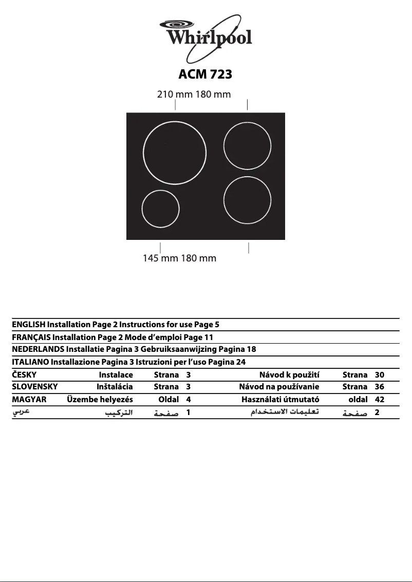 Page 1 de la notice Manuel utilisateur Whirlpool ACM 723