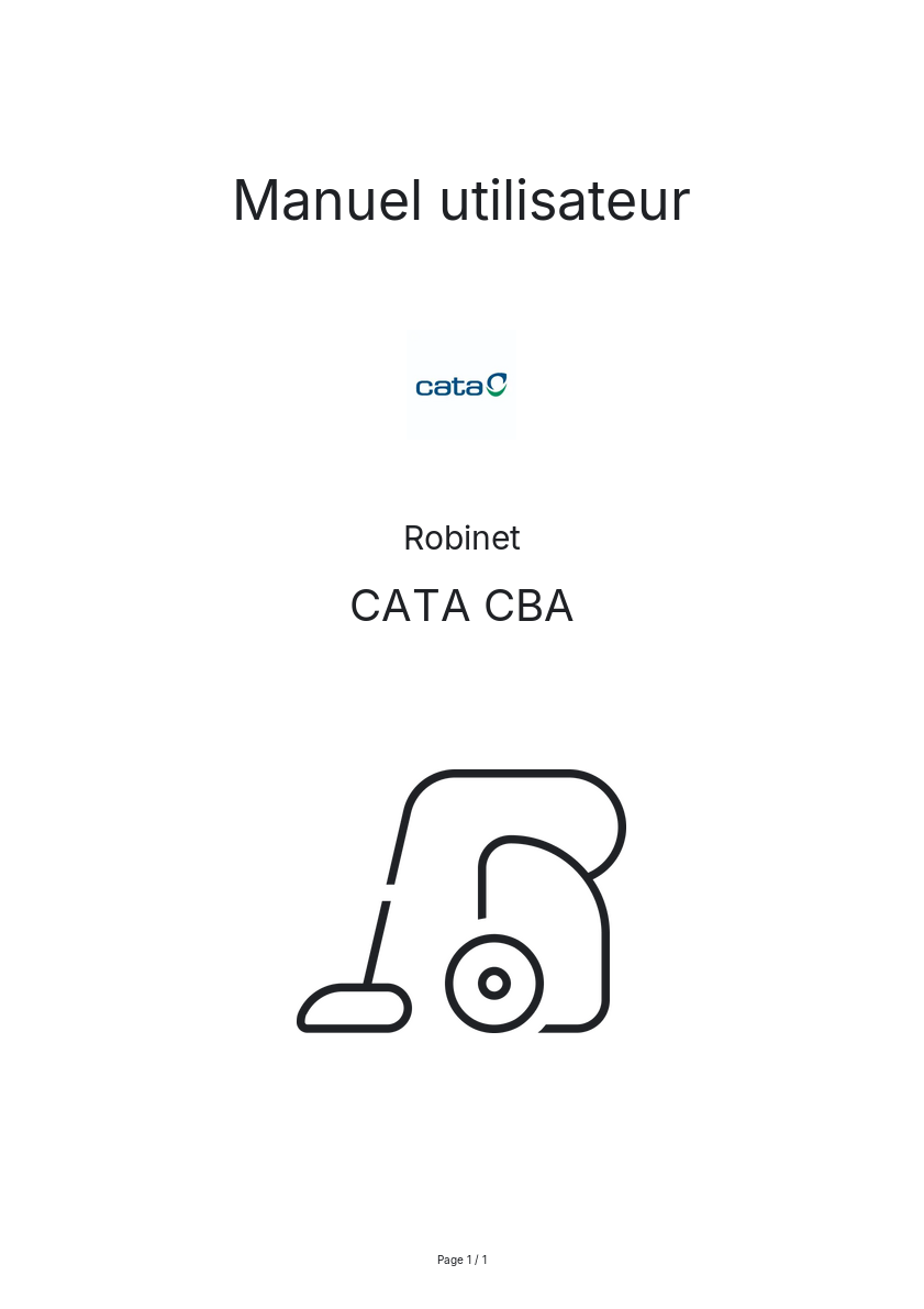 Page n°1 - Manuel utilisateur CATA CBA