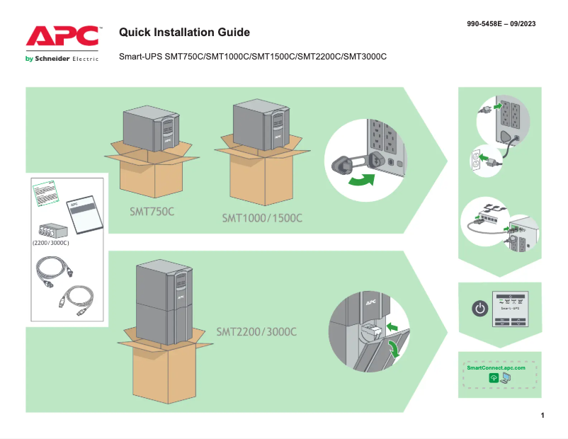 Page 1 de la notice Guide de démarrage rapide APC Smart-UPS SMT1000C
