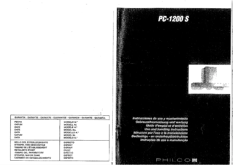 Page n°1 - Manuel utilisateur Philco PC900S