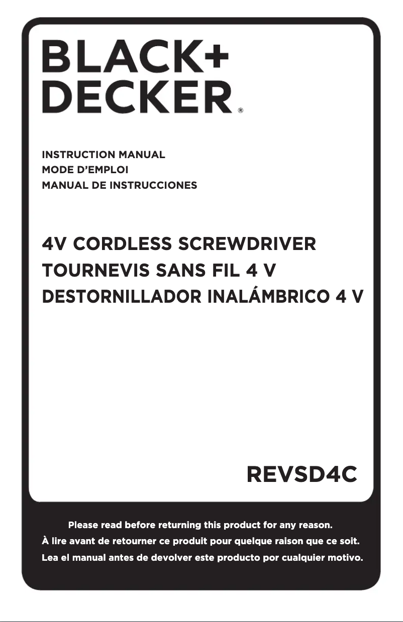 Page 1 de la notice Manuel utilisateur Black & Decker REVSD4C