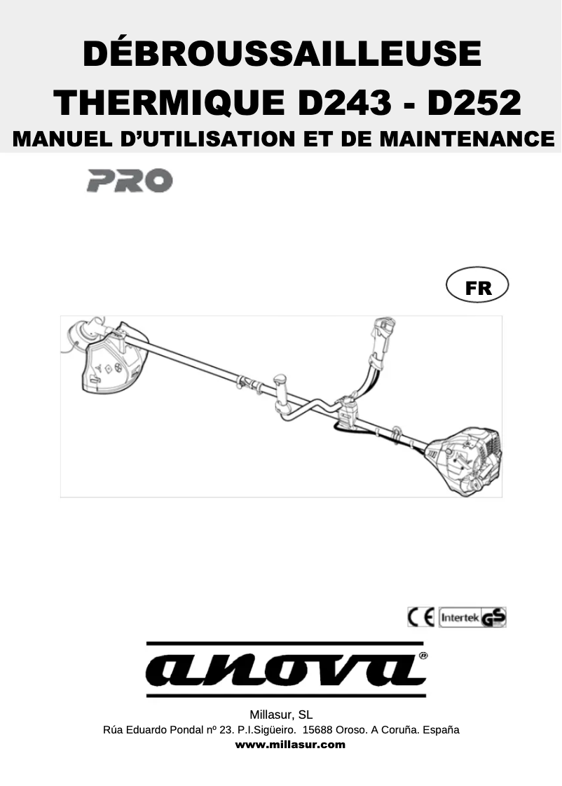 Page n°1 - Manuel utilisateur Anova D243