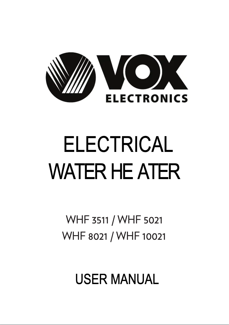 Page 1 de la notice Manuel utilisateur VOX WHF5021