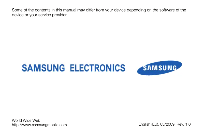Page 1 de la notice Manuel utilisateur Samsung GT-C6620