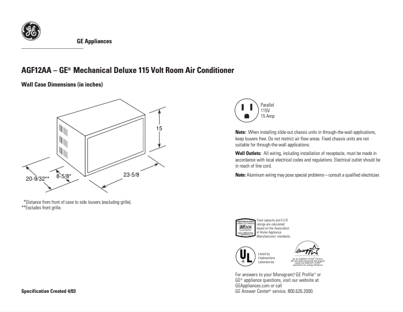 Image de la première page du manuel de l'appareil AGF12AA