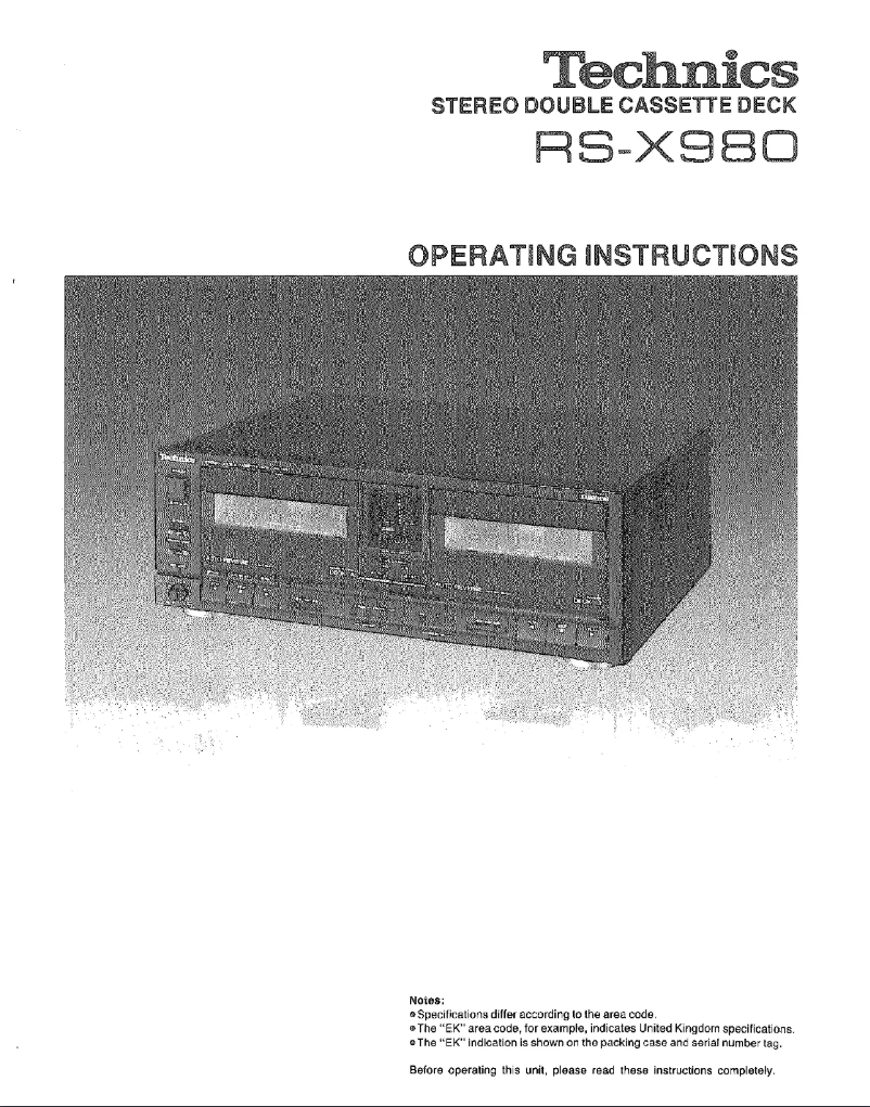 Image de la première page du manuel de l'appareil RS-X980
