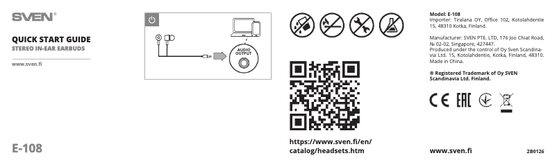 Page 1 de la notice Guide de démarrage rapide Sven E-108