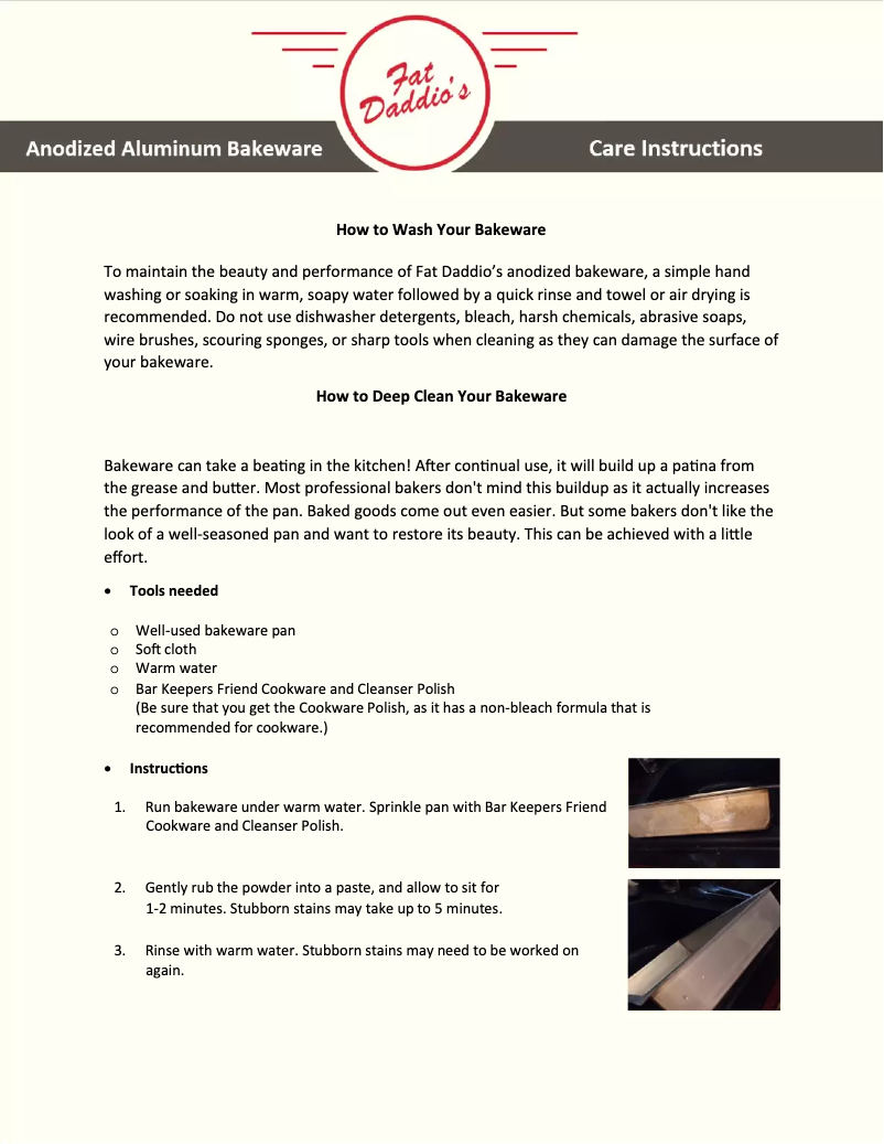 Page 1 de la notice Manuel utilisateur Fat Daddio's PCC-43