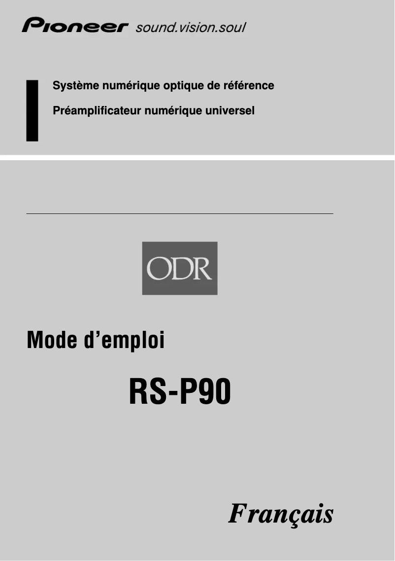 Page 1 de la notice Manuel utilisateur Pioneer RS-P90