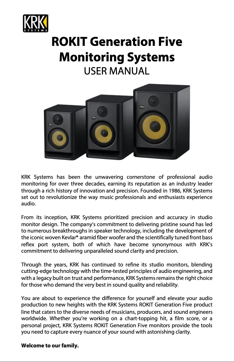 Page 1 de la notice Manuel utilisateur KRK Rokit 8 G5