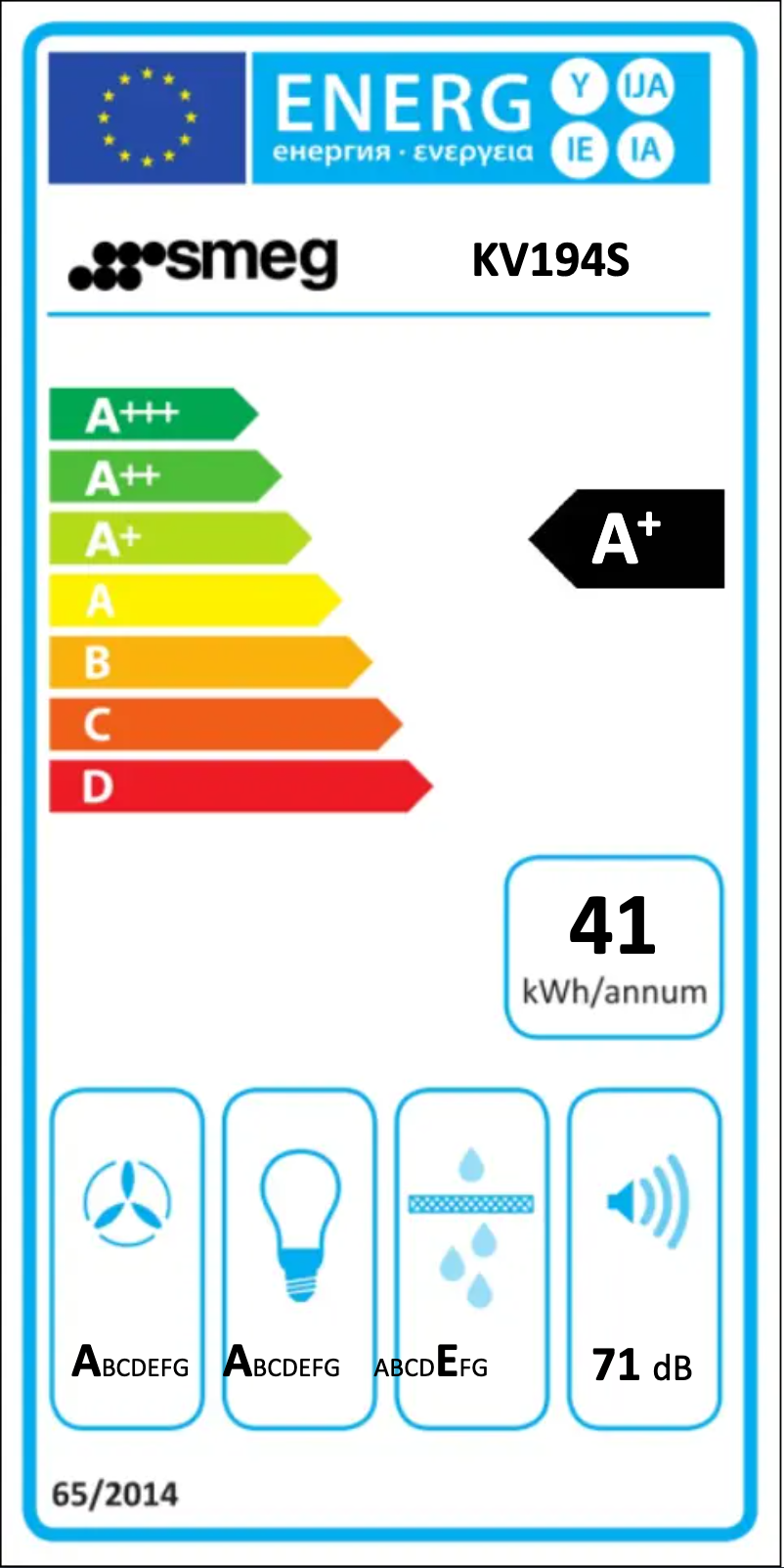 Page n°1 - Label énergétique Smeg KV194S