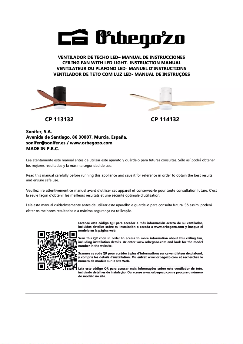 Page n°1 - Manuel utilisateur Orbegozo CP 113132