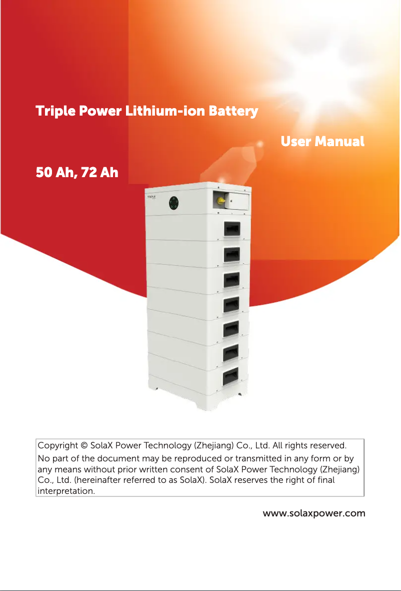 Page 1 de la notice Manuel utilisateur SolaX Power T-BAT HS32.4