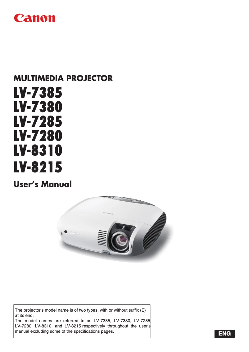 Image de la première page du manuel de l'appareil LV-7385