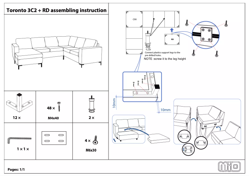 Page 1 de la notice Manuel utilisateur Mio Toronto