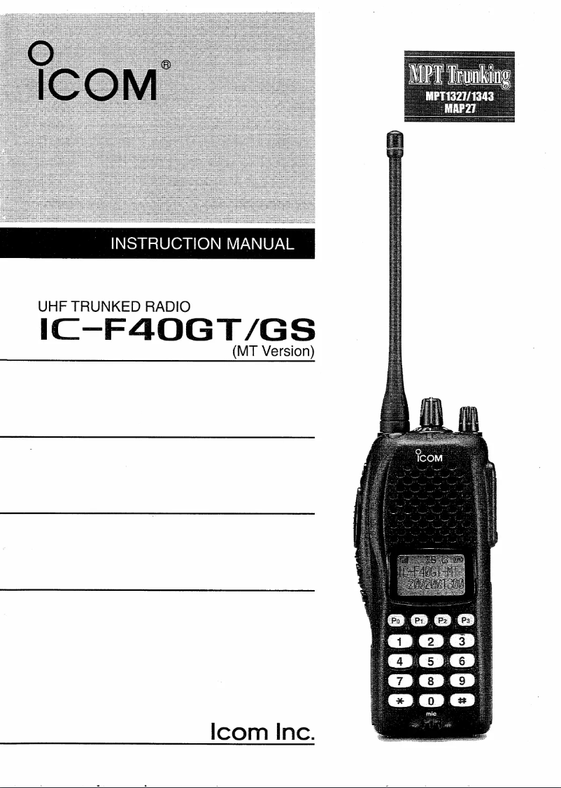 Image de la première page du manuel de l'appareil IC-F40GT