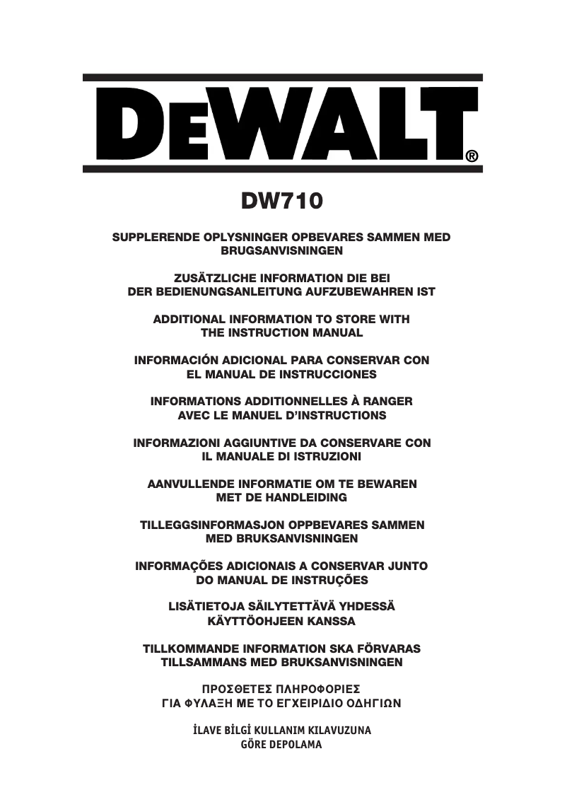 Page n°1 - Manuel utilisateur DeWalt DW710