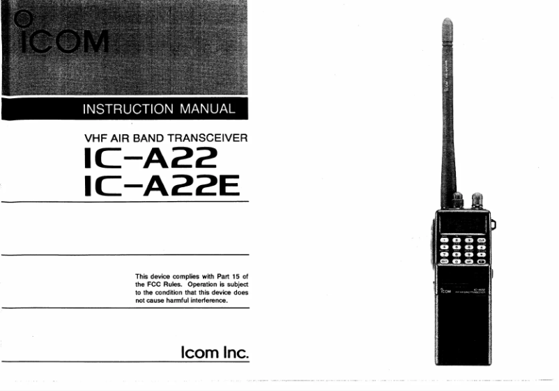 Page n°1 - Manuel utilisateur ICOM IC-A22